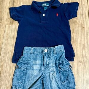 Baby Polo by Ralph Lauren Blue Denim Jean cargo style shorts ONLY